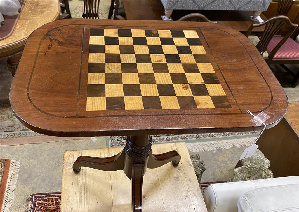 A George IV inlaid mahogany games table, width 61cm, depth 40cm, height 72cm